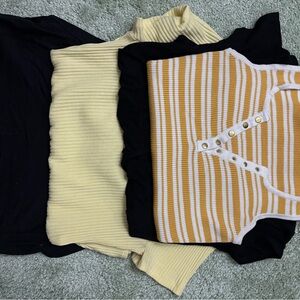 Guess Women's Bodysuits in Black, Cream, and Yellow Stripes